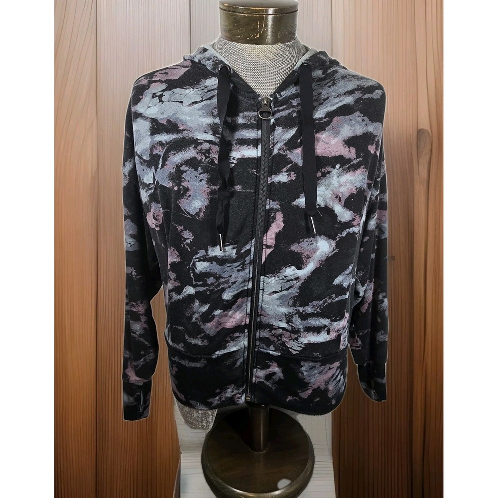 Athleta‎ Full Zip Hoodie M Multicolored Stretchy Long Sleeve Drawstring Pockets